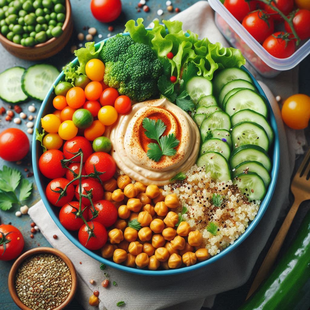 Quinoa Bowl with Spiced Chickpeas & Hummus