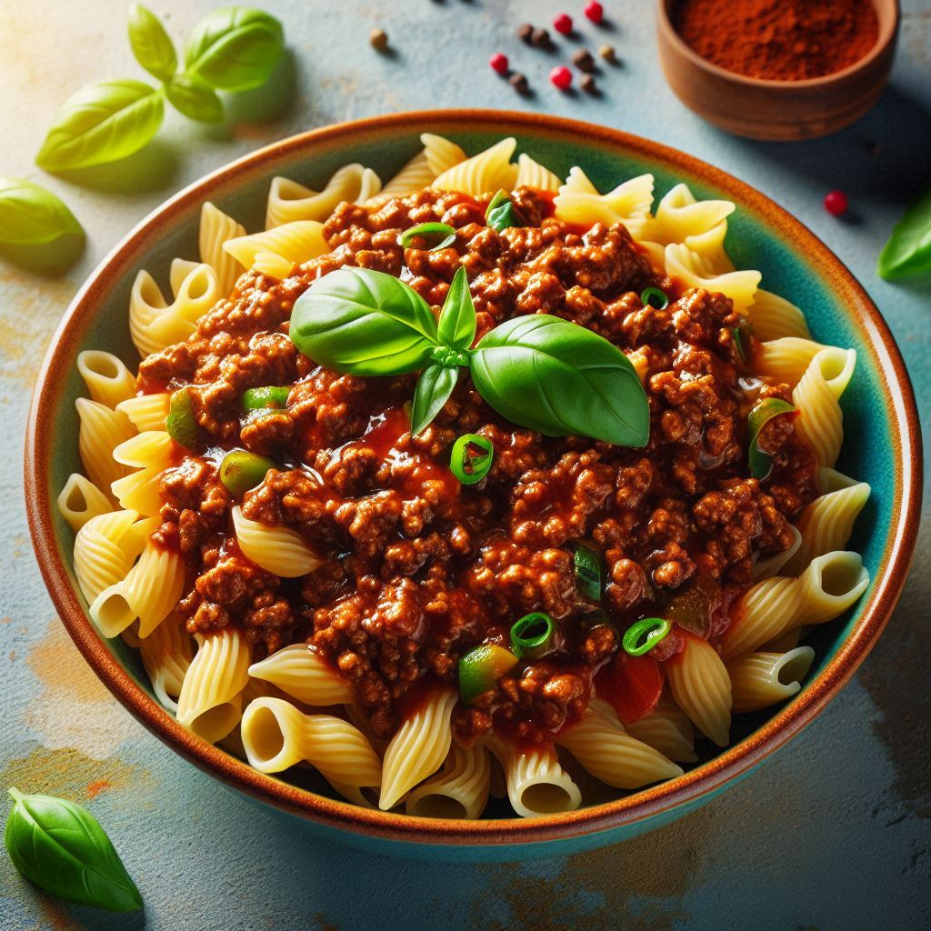 Ground Beef with Short Pasta & Bolognese Sauce