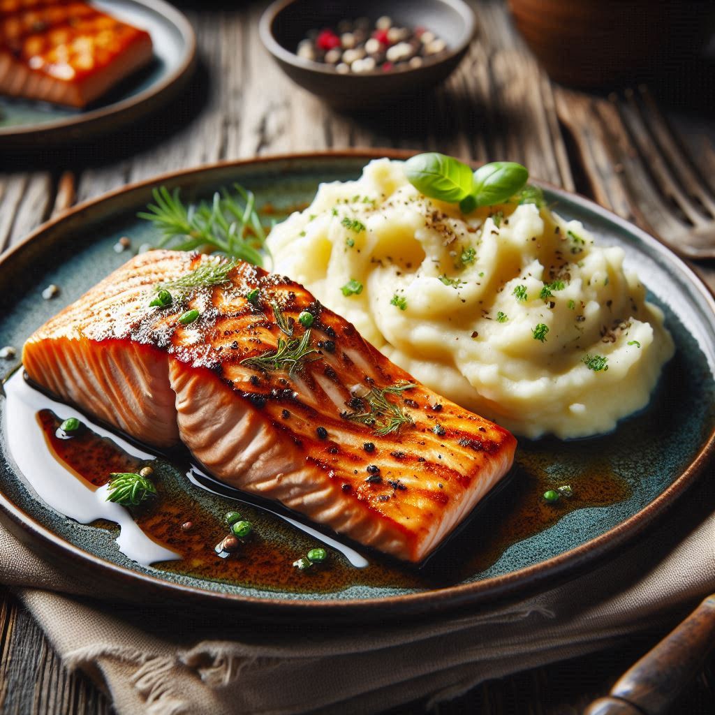 Grilled Salmon with Mashed Potatoes