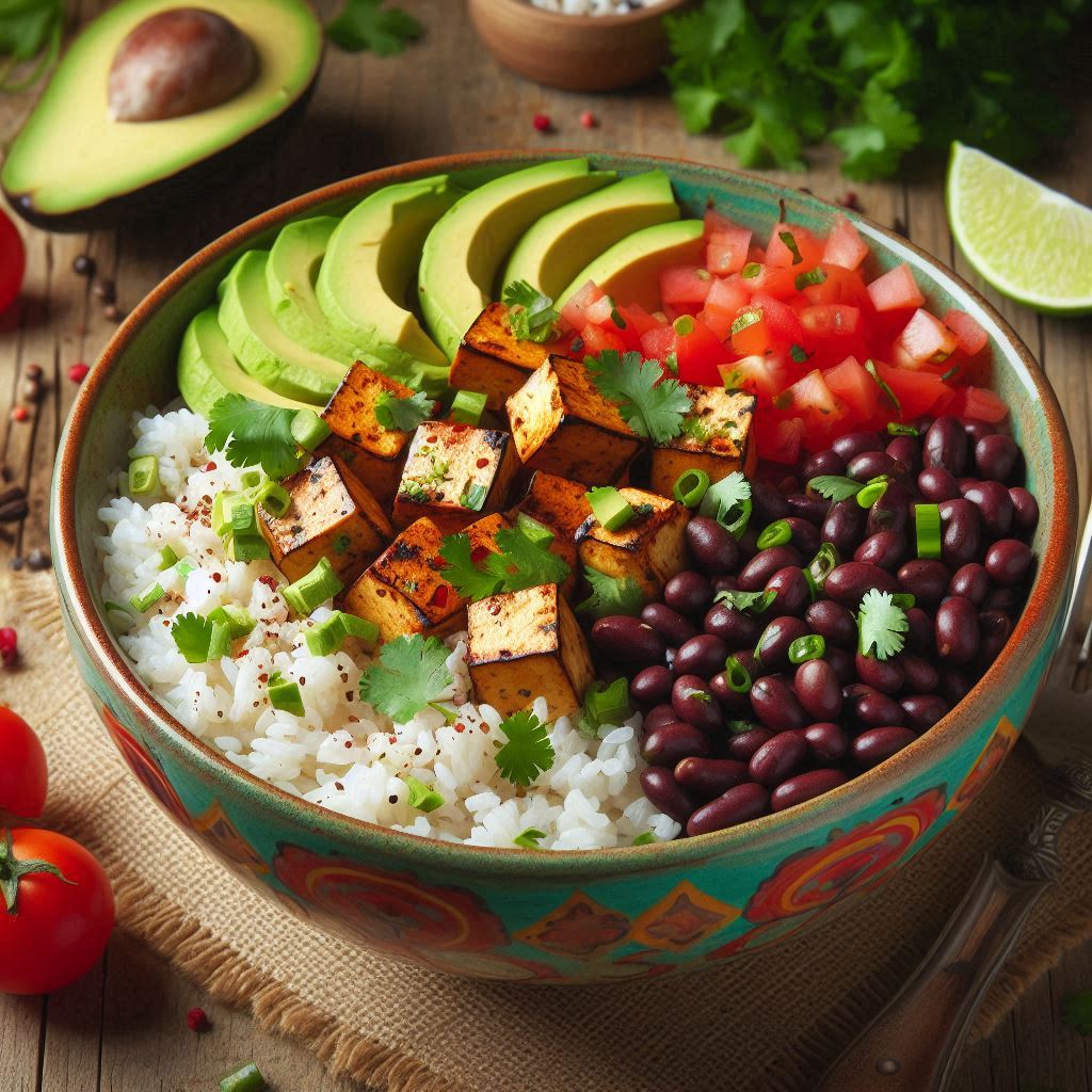 Vegan Burrito Bowl (Rice, Beans & Tofu)