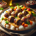Beef Meatballs with Rice & Creamy Sauce